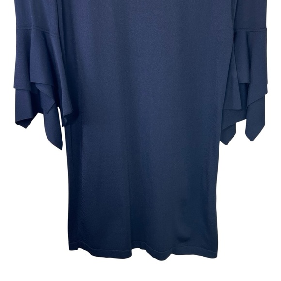 COS - Women’s Knitted Shift Dress, Draped Sleeves, Mini - Navy Blue, X-Small - Picture 10 of 15